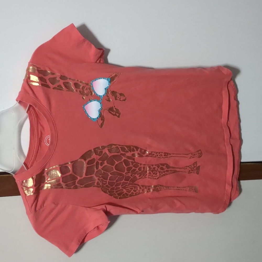 Kids Coral Giraffe Sunglasses Shirt